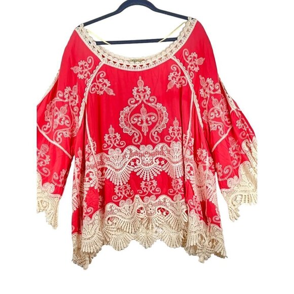 Democracy womens beautiful lace trim top size 1X - Picture 1 of 6